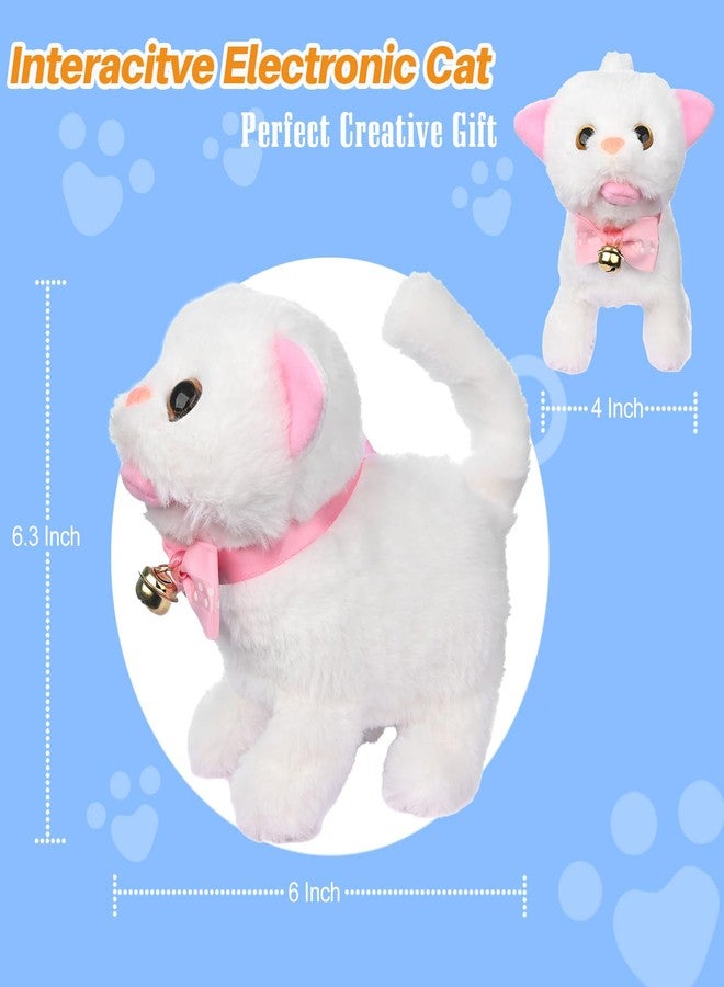 WorWoder Electronic Plush Interactive Cats for Kids That Move and Meow Walking Lifelike Interactive Toy Robot Kitten Pet Cute Stuffed Kitten for Girls Kids (White) - Image 4